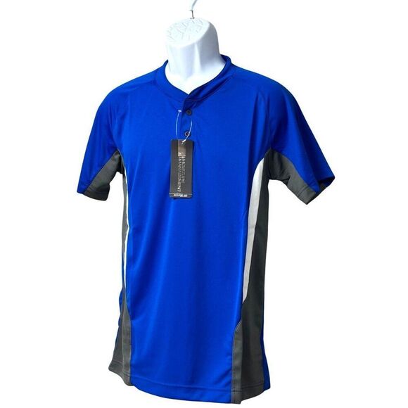 Mizuno Men’s Elite 2-Button Baseball Jersey  350527, Royal Blue/ Gray, XS - Picture 1 of 12